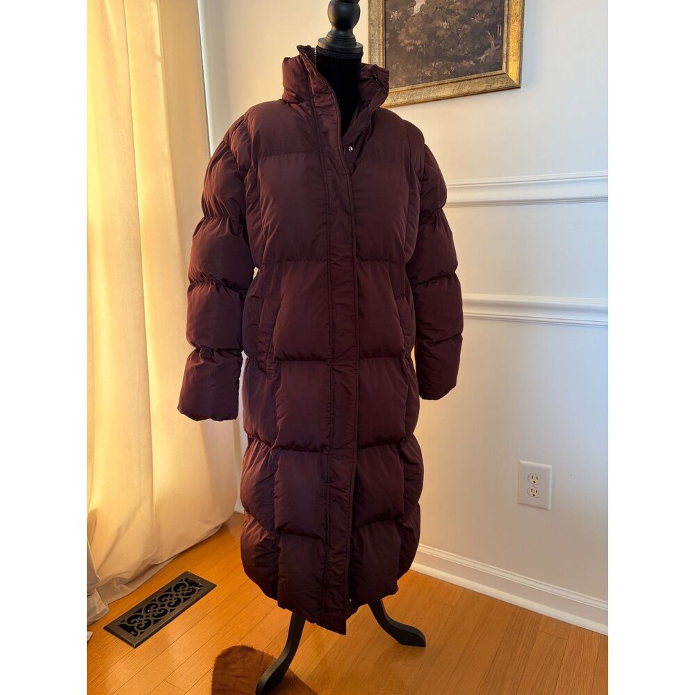 Women's Long Length Puffer Coat Chocolate Brown WARM XL